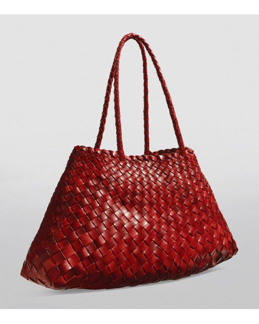 Dragon Diffusion Large Leather Woven Santa Croce Tote Bag in Red | Lyst