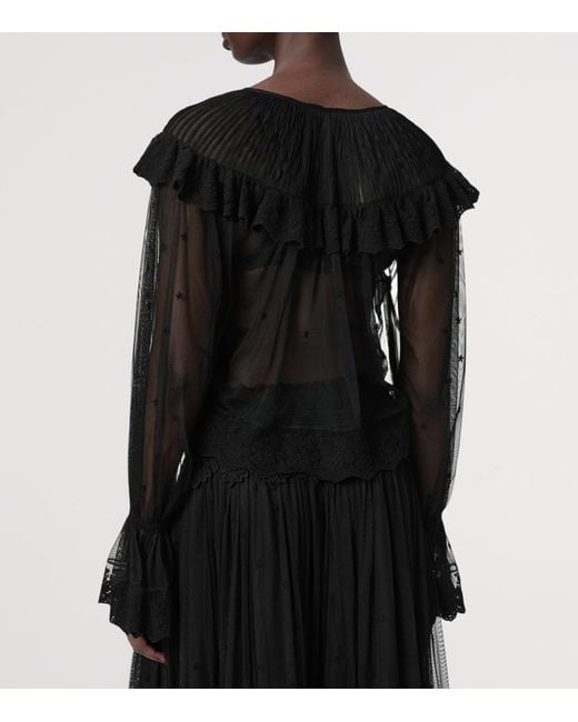 AllSaints Black Mesh Trixie Blouse