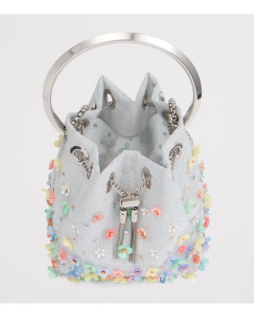 Jimmy Choo White Bon Bon Bucket Bag
