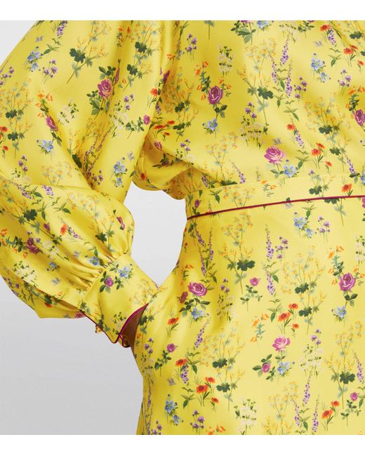 Max Mara Yellow Silk Floral Print Maxi Skirt