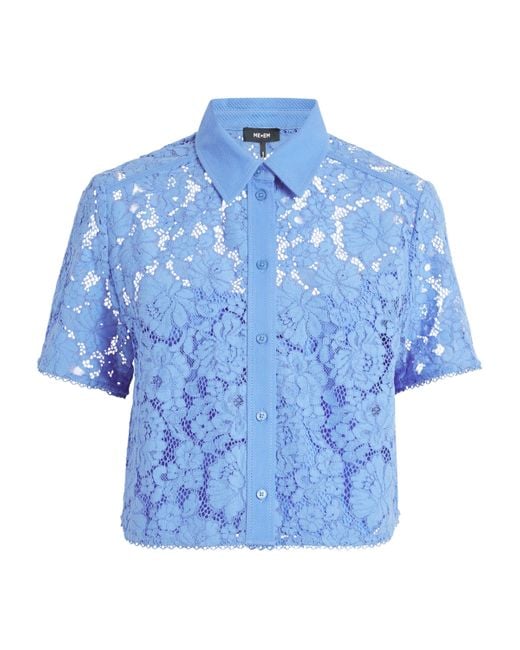ME+EM Blue Lace Cropped Shirt
