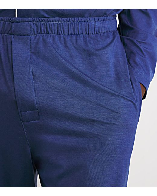 Derek Rose Blue Micromodal Long Basel Pyjama Set for men