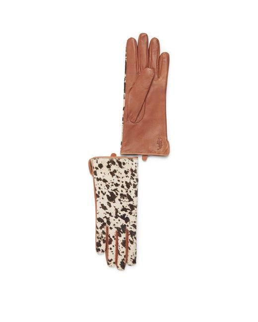 Polo Ralph Lauren White Calf Hair-Leather Gloves