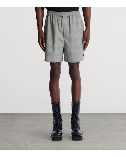 Balmain Gray Virgin Wool Check Shorts for men