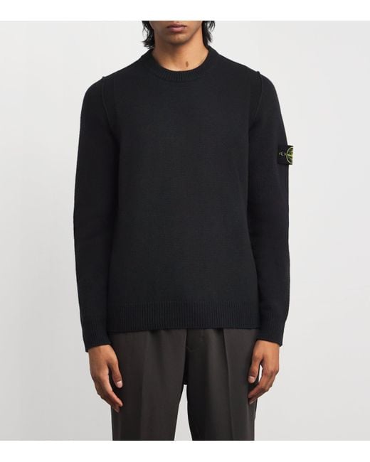 Stone Island Black Virgin Wool-Blend Midweight Sweater for men