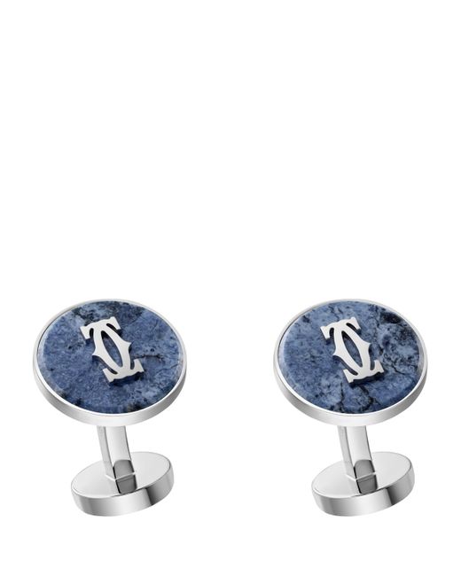 Cartier Blue Sterling Double C De Cufflinks for men
