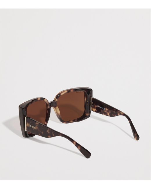 Max Mara Brown Acetate Tortoiseshell Oversized Square Sunglasses