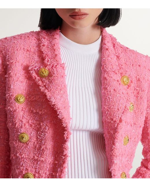Balmain Pink Tweed Single-breasted Blazer