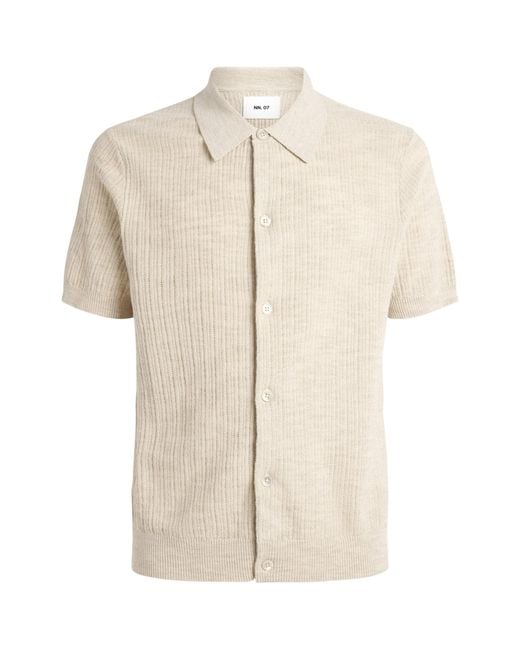 NN07 White Organic Cotton Knit Polo Shirt for men