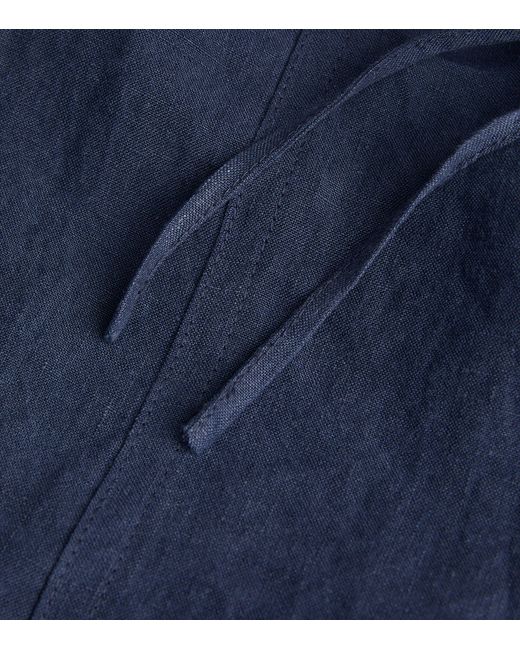 Emporio Armani Blue Linen Shorts for men