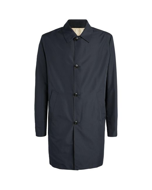 Canali Blue Reversible Mac Raincoat for men