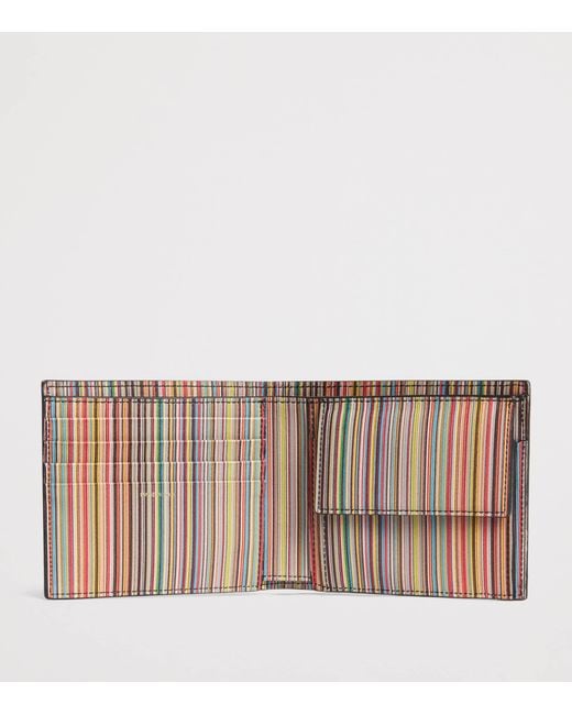 Paul Smith Black Leather Signature Stripe Bifold Wallet for men