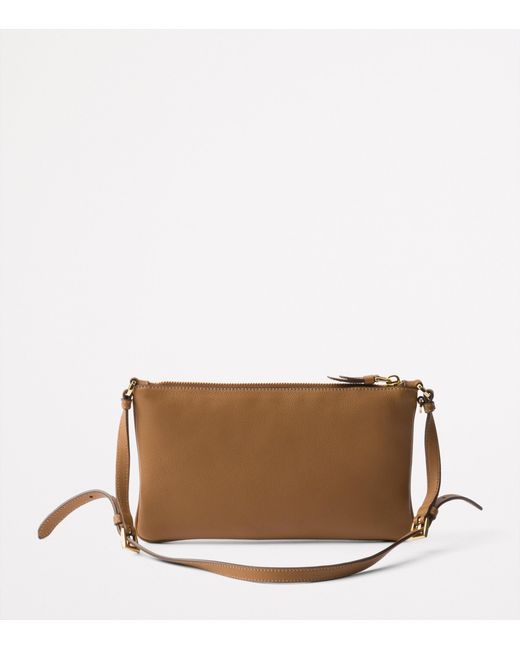 Prada Brown Leather Triangle Pouch