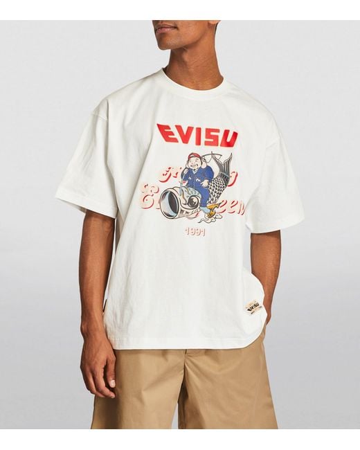Evisu White Oversized Koinobori T-shirt for men