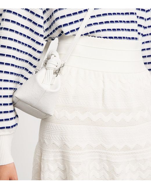 Molli White Cotton Crochet Midi Skirt