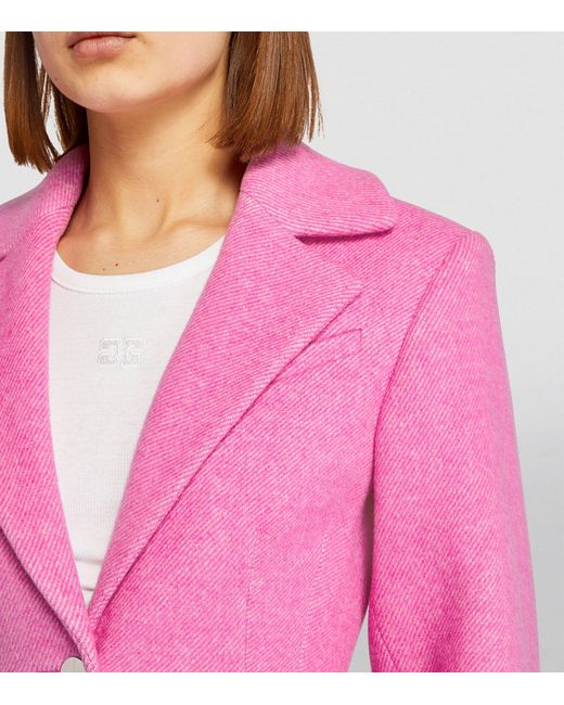Ganni Pink Wool-blend Blazer