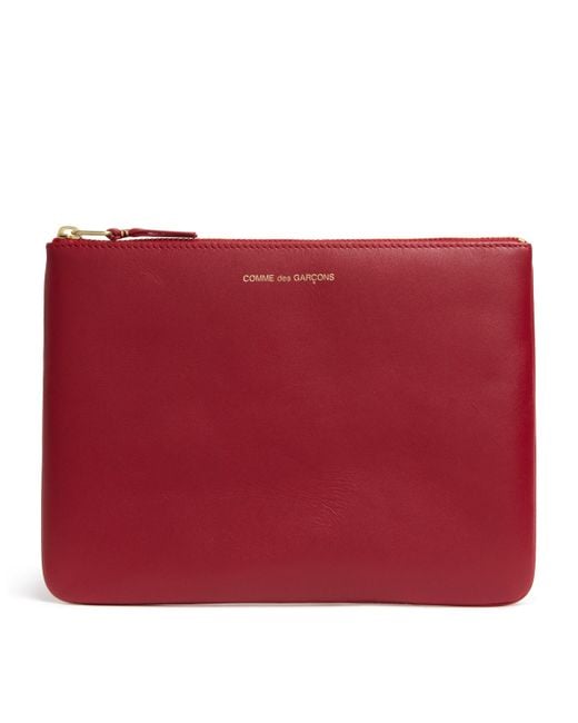 Comme des Garçons Red Large Leather Zipped Pouch for men
