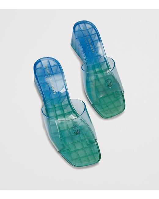 Kurt Geiger Blue Maddison Wedge Mules