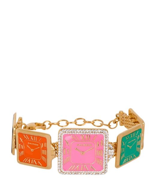 Balmain Pink Watch Face Chain Bracelet for men