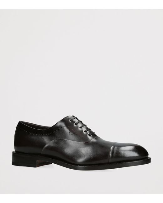 Ferragamo Black Leather Albert Derby Shoes for men
