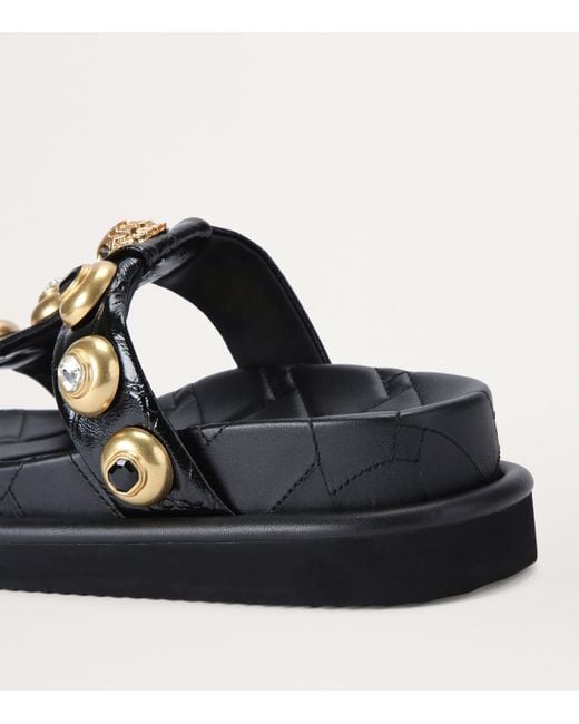Kurt Geiger Black Leather Slides Orson