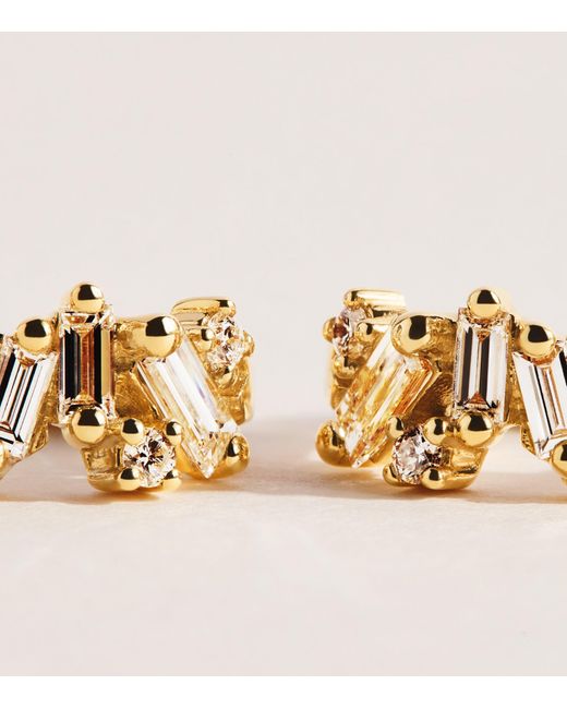 Suzanne Kalan Metallic And Diamond Frenzy Huggie Earrings