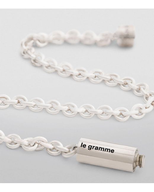 Le Gramme White Sterling Silver Chain Cable Bracelet for men