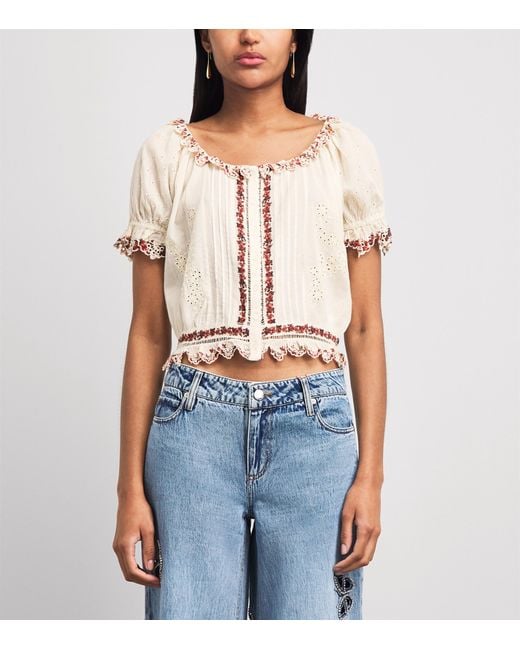 Alice + Olivia White Cotton Mclaine Blouse
