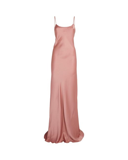 Victoria Beckham Pink Satin Slip Maxi Dress