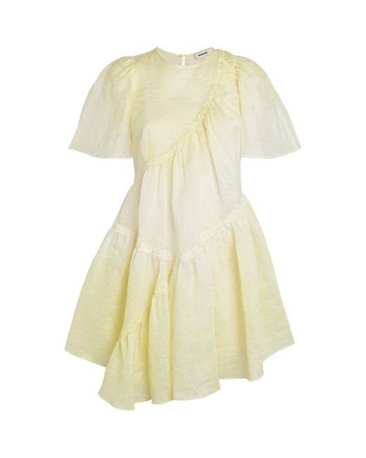 Sandro Yellow Linen-blend Mini Dress