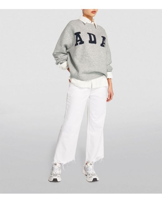 ADANOLA Gray Cotton-blend Logo Sweater