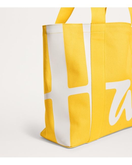 Harrods Yellow Medium Cotton Logo Tote Bag