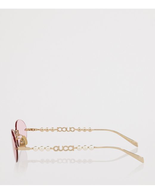 Gucci Pink Metal Round Sunglasses