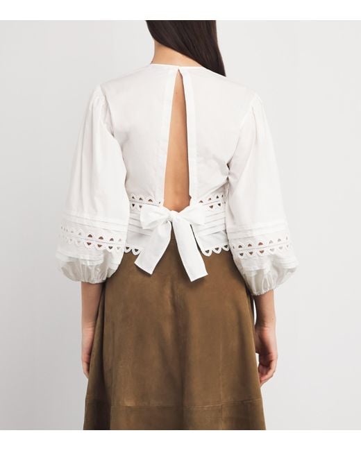 Sandro White Cotton Poplin Blouse