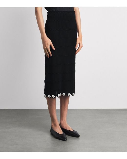 Maje Black Knitted Embellished Midi Skirt