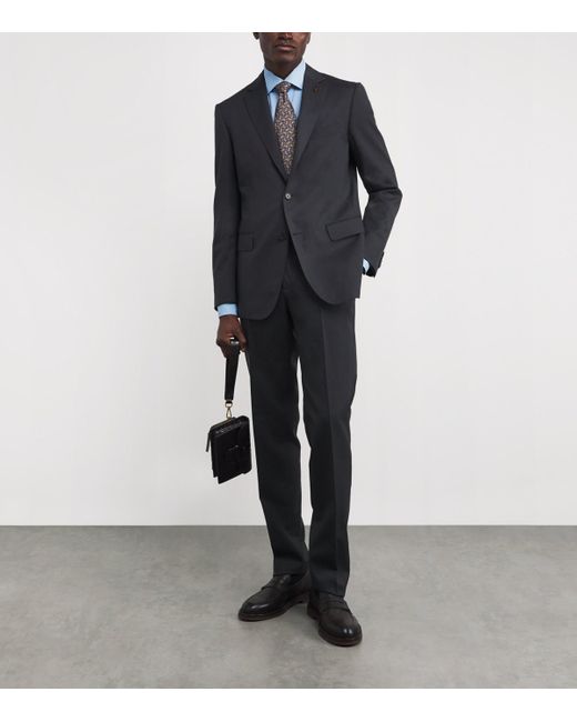 Corneliani Blue Patterned Formal Shirt for men