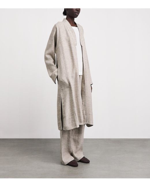 Eskandar White Linen-Blend Bakhtiari Cardigan