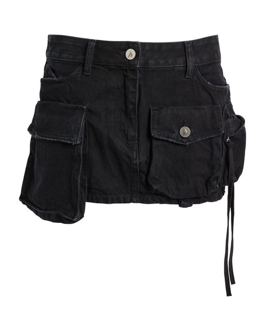The Attico Black Denim Fay Cargo Mini Skirt