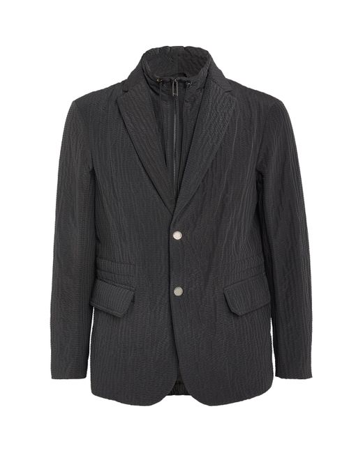 Emporio Armani Black Textured Single-Breasted Jacket for men