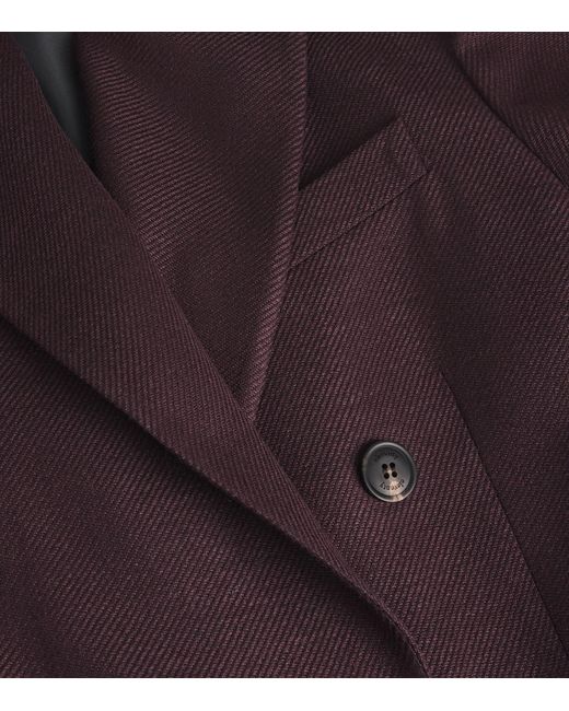 Eleventy Purple Wool-Blend Double-Breasted Duster Coat