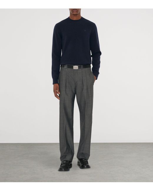 Burberry Blue Cashmere-Blend Ekd Slim Sweater for men
