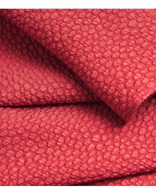 Edeline Lee Red Jacquard Plait Midi Skirt