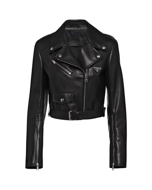Prada Black Nappa Leather Biker Jacket