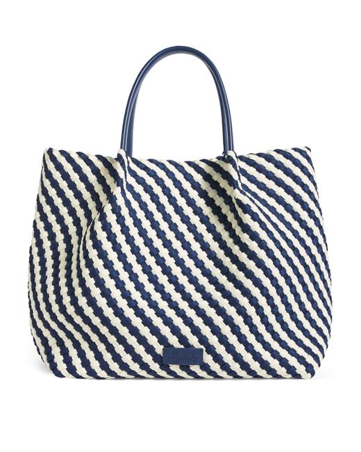 Harrods Blue Neoprene Woven East-West Tote Bag