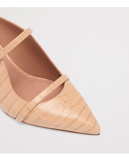 Malone Souliers Pink Croc-Embossed Leather Maureen Heeled Mules 45