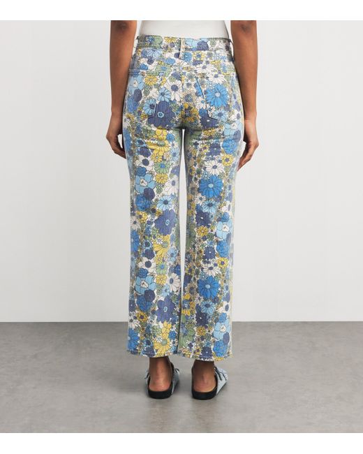 Mother Blue Floral The Rambler Straight Jeans