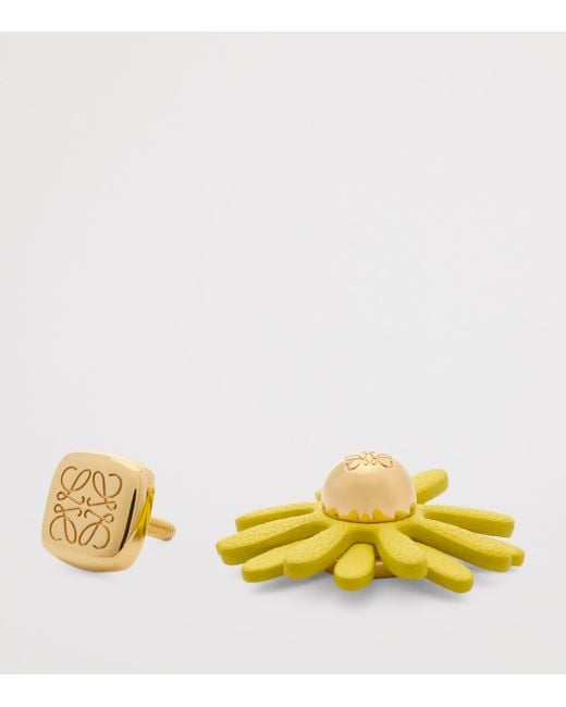 Loewe Yellow X Paula's Ibiza Leather-Trim Flower Pin