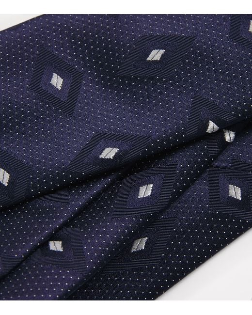 Giorgio Armani Blue Silk Geometric Print Tie for men