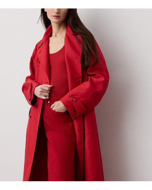 Ralph Lauren Red Silk-Blend Raquel Trench Coat