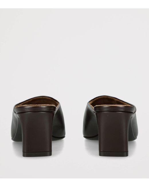 Khaite Brown Leather Colt Heeled Mules 50